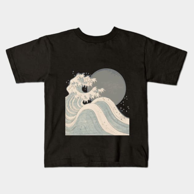 Ride the Serene Swells: Embrace Yashima Gakutei's Captivating Wave Design! Kids T-Shirt by pelagio